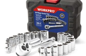 WORKPRO 24PC Socket Set 3/8 Ratchet Drive Sockets Wrench, 11pc Metric & 10pc SAE Sockets, Extension