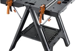 WORX WX051 Pegasus Multi-Function Work Table and Sawhorse with Quick Clamps and Holders, Black