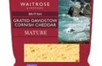 Waitrose Davidstow Cornish Mature Grated Cheddar Cheese Strength 5 250g