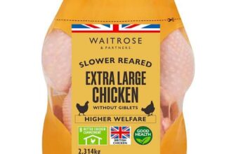 Waitrose Slower Reared Extra Large Whole Chicken Typical Weight 2.3kg