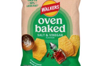 Walkers Baked Salt & Vinegar Snacks Crisps 32 x 37.5g (S&S £14.31)
