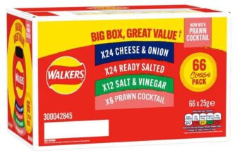 Walkers Crisps Variety Box, 66 x 25g In Store