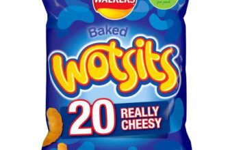Walkers Wotsits Really Cheesy Multipack Snacks Crisps 20×16.5g – £3.37 S&S