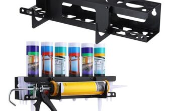 Wall-Mounted Caulking Gun and Tube Holder, Holds 6 Tubes