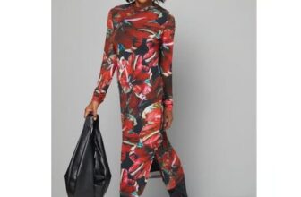 Wallis Black Floral Mesh High Neck Midi Dress