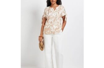 Wallis Petite Abstract Tie Sleeve Collarless Top