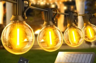 Warlisou Solar-String-Lights-Outdoor-Garden – G40 45.9ft String Lights Outdoor Festoon – Remote Control 14M Garden Light Outside Solar Powered Waterproof Led – Patio Party Gazebo Weding
