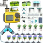 Water Timer with LCD Display,2026 Latest Automatic Watering System with 3 Separate Watering Programmes,IP55 Waterproof Irrigation Timer with 3 Types of Drip Tips for Garden/Greenhouse/Lawn