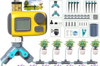 Water Timer with LCD Display,2026 Latest Automatic Watering System with 3 Separate Watering Programmes,IP55 Waterproof Irrigation Timer with 3 Types of Drip Tips for Garden/Greenhouse/Lawn