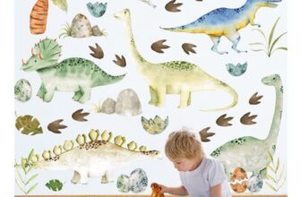 Watercolor Dinosaur Wall Stickers Peel and Stick Vinyl Decal