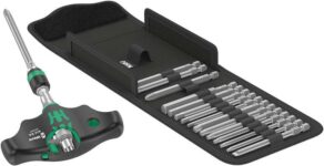 Wera 05023471001 Kraftform Kompakt 400 RA Set 1, T-Handle bit Holder with Ratchet Function and, 17 Pieces