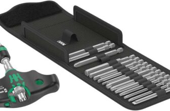 Wera 05023471001 Kraftform Kompakt 400 RA Set 1, T-Handle bit Holder with Ratchet Function and, 17 Pieces