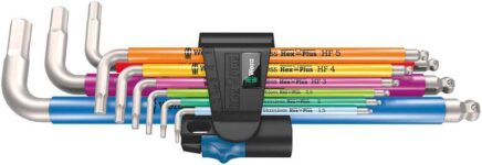 Wera 3950/9 Hex-Plus Multicolour HF Stainless 1 L-Key Set, Metric, Stainless Steel, with Holding Function, 9 Pieces – 05022699001