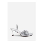 Wheres That from Harmony Silver Open Toe mid Heel Sandal with Sling Back