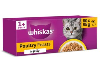 Whiskas 1 Poultry Feast in Jelly Wet Cat Food 80 x 85g Nectar Price