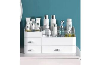White Makeup Organizer with Drawers, Large Capacity Vanity Desk