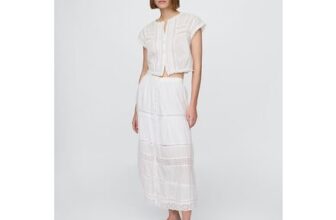 White Tiered Lace Trim Maxi Skirt