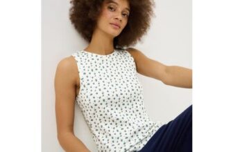 White Vintage Floral Pyjama Vest Top