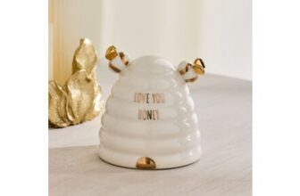 White/Gold Ceramic Beehive Slogan Ornament