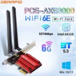 WiFi6E Intel AX210 Bluetooth 5.3 Triple Band 2.4G/5GHz/6GHz WiFi Card 802.11AX AX200 PCI Express (DERAPID Global Store)