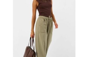 Wide Leg Denim Trousers Green