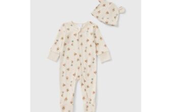 Winnie the Pooh Baby Cream Sleepsuit & Hat Set (Newborn-23mths)