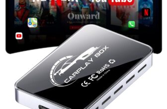 Wireless Carplay Adapter UK, USB Plug & Play for CarPlay & Android Auto, Dual-Band WiFi, 4K Video Support, Compatible with iPhone 7/iOS 10 & Android 11, No Vehicle Modification Needed