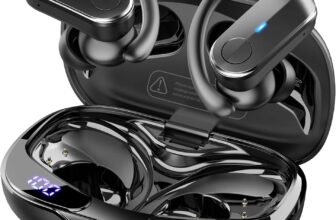 Wireless Earbuds Sports, 2026 Bluetooth 5.4 Headphones with 70H Deep Bass Over Ear Buds, IPX8 Waterproof ENC Noise Cancelling Earphones, Running Headphones with Earhooks, USB-C Headset for Workout/Gym