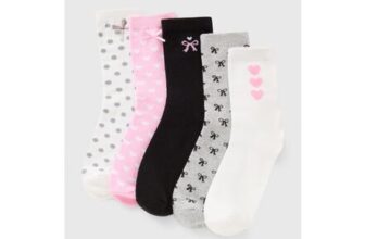 Womens 5 Pack Bows and Hearts Ankle Socks – One Size