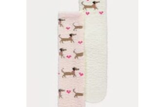 Womens Dogs Cosy Socks 2 Pack – Size 3-5 / 6-8 – Free Click Collect