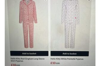 Womens Hello Kitty White or Red Gingham/ Peppa Pig / Bluey Pjs – Mixed Sizes