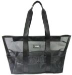 Womens Large Clear Beach Tote Bag with Zip 63x34x20cm Waterproof Mesh Bag for Travel, Pool, Gym, Picnic Lightweight Crossbody Shopping & Grocery Tote (black)