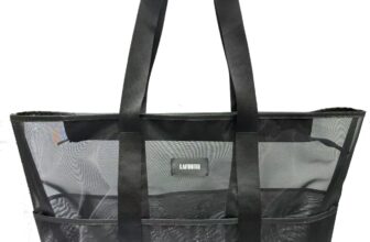 Womens Large Clear Beach Tote Bag with Zip 63x34x20cm Waterproof Mesh Bag for Travel, Pool, Gym, Picnic Lightweight Crossbody Shopping & Grocery Tote (black)