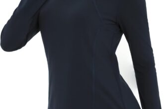 Womens Long Sleeve Tops 1/4 Zip Running T-Shirt Lightweight Polo Shirts UPF 50 Activewear with Thumb Holes Sports Hiking Gym Tops