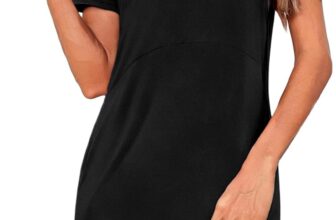 Womens Nightdress Short Sleeve Nightgown V Neck Nightshirt Comfy Nighties Cotton Sleepwear Loungewear