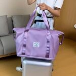 Womens Travel Bags, Shoulder Weekender Overnight Bag, Airplane Travel Essentials for Flying, Light Purple, Light Purple, L, Modern