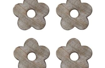 Wooden Brown Flower Coasters – Set of 4