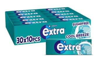 Wrigley Extra Chewing Gum Sugar Free, Cool Breeze Flavour, 30 Packs of 10 (S&S £13.90 15% off if first S&S £11.58)