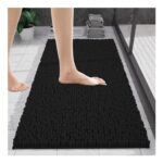 Wyewye Bath Mat 40x60cm Chenille Non-Slip Black