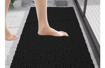 Wyewye Bath Mat 40x60cm Chenille Non-Slip Black