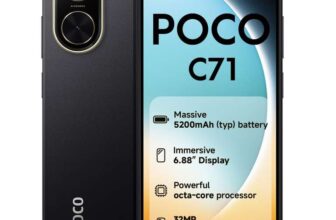 Xiaomi POCO C71 4G Smartphone, 4GB 128GB, Black, UNISOC T7250 processor, 5200mAh battery