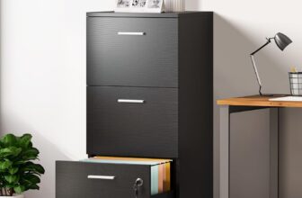 YITAHOME 3-Drawer Lockable Filing Cabinet for Home Office Vertical A4 Letter File Storage Cabinet with Key, Black