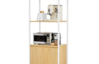 YITAHOME 3-Tier Kitchen Shelf with Cabinet, Microwave & Coffee Bar