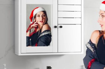 YITAHOME Bathroom Cabinet Mirrored, Wall Mounted Storage Furniture, Modern Storage Cupboard, Mirror Cabinet, Medicine Cabinet, Wall Hanging Over Toilet Storage Cabinet, 60 20 49.2 CM (White)