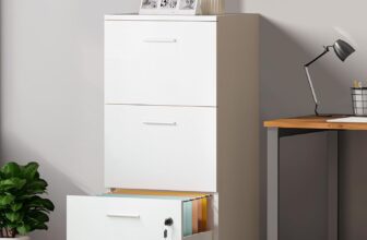 YITAHOME Lockable File Cabinet with 3 Drawers, Filing Cabinet Storage Vertical Lockable Home Office Organizer for A4, Letter (White)