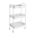 YOSLAK 3-Tier Metal Rolling Cart with Lockable Casters