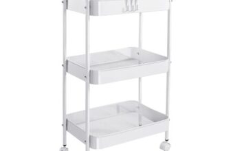 YOSLAK 3-Tier Metal Rolling Cart with Lockable Casters