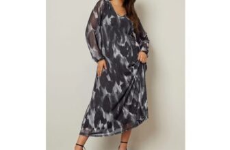 YOURS Curve Grey Leopard Print Mesh Maxi Dress