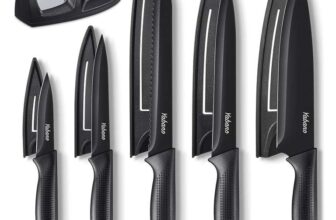 Yabano 5 Piece Kitchen Knife Set with 5 Blade Guards and Sharpener