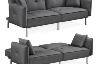 Yaheetech 198cm Modern Fabric 3 Seater Sofa Bed Dark Gray